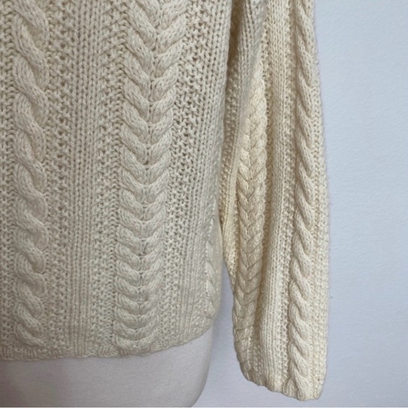 Vintage Women's Cream Thick Cable Knit Button Chunky Cardigan Size Large Classic - Picture 10 of 14